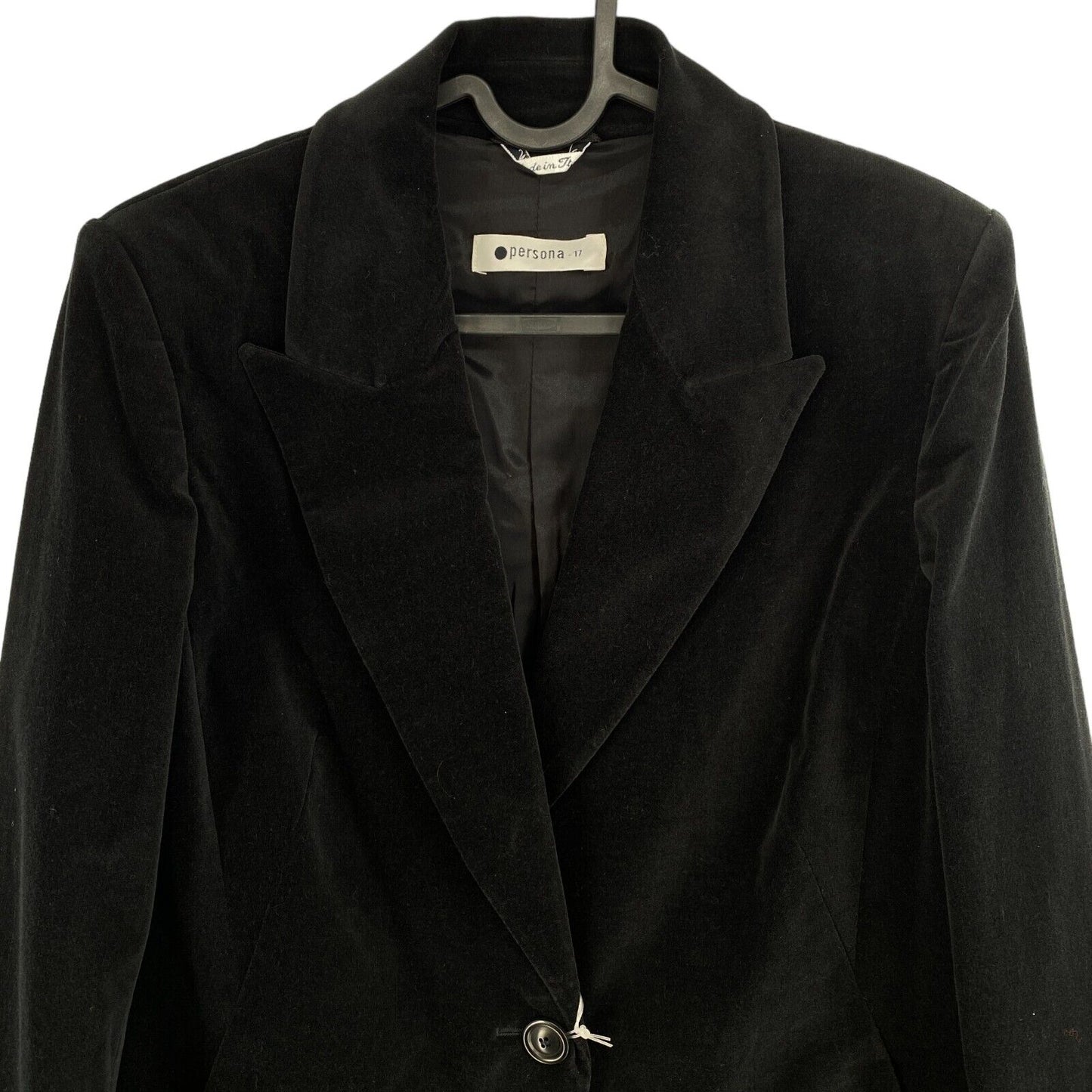 PERSONA Black Velvet Blazer Jacket Size EUR 38 UK 10 US 8