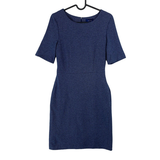 GANT Blue Herringbone Jersey Crew Neck Dress Size EU 34 UK 6 US 4