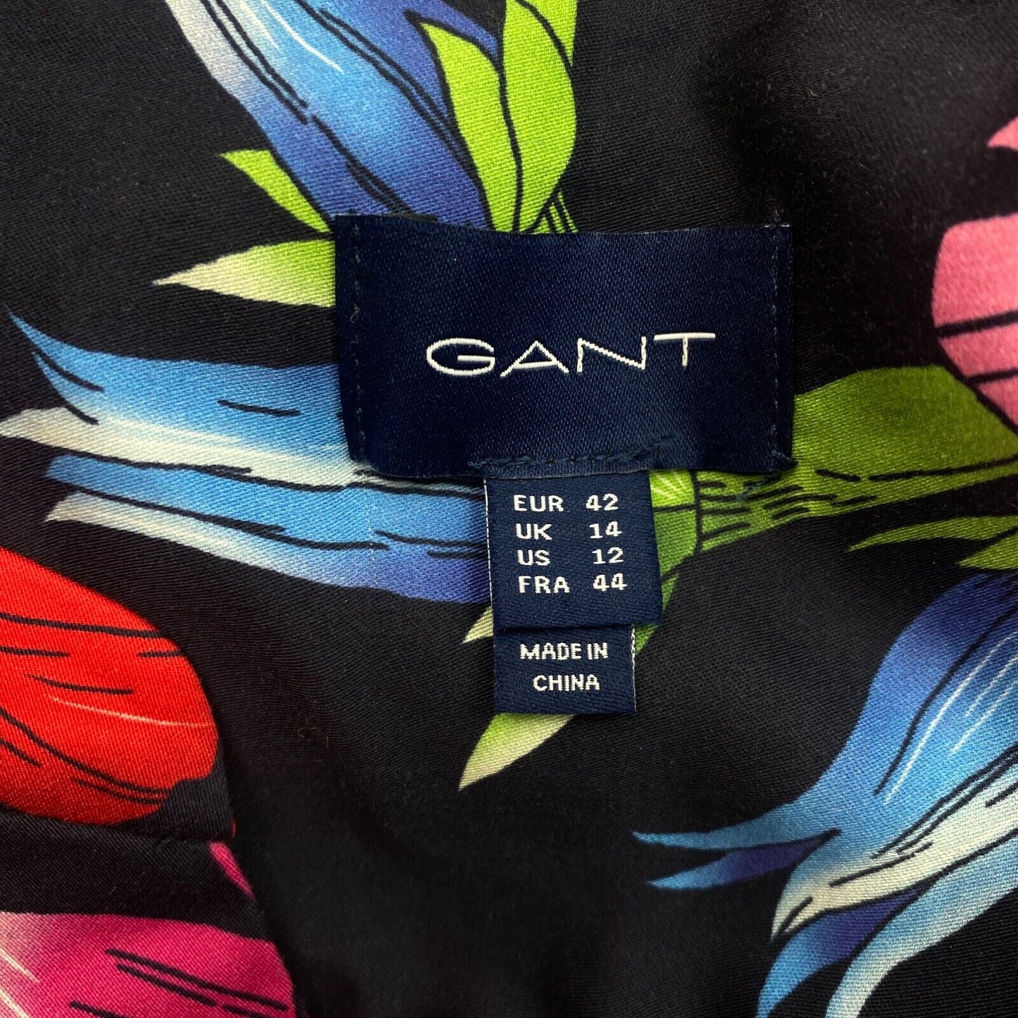 GANT Women Navy Blue Humming Floral Dress Size EU 42 UK 14 US 12