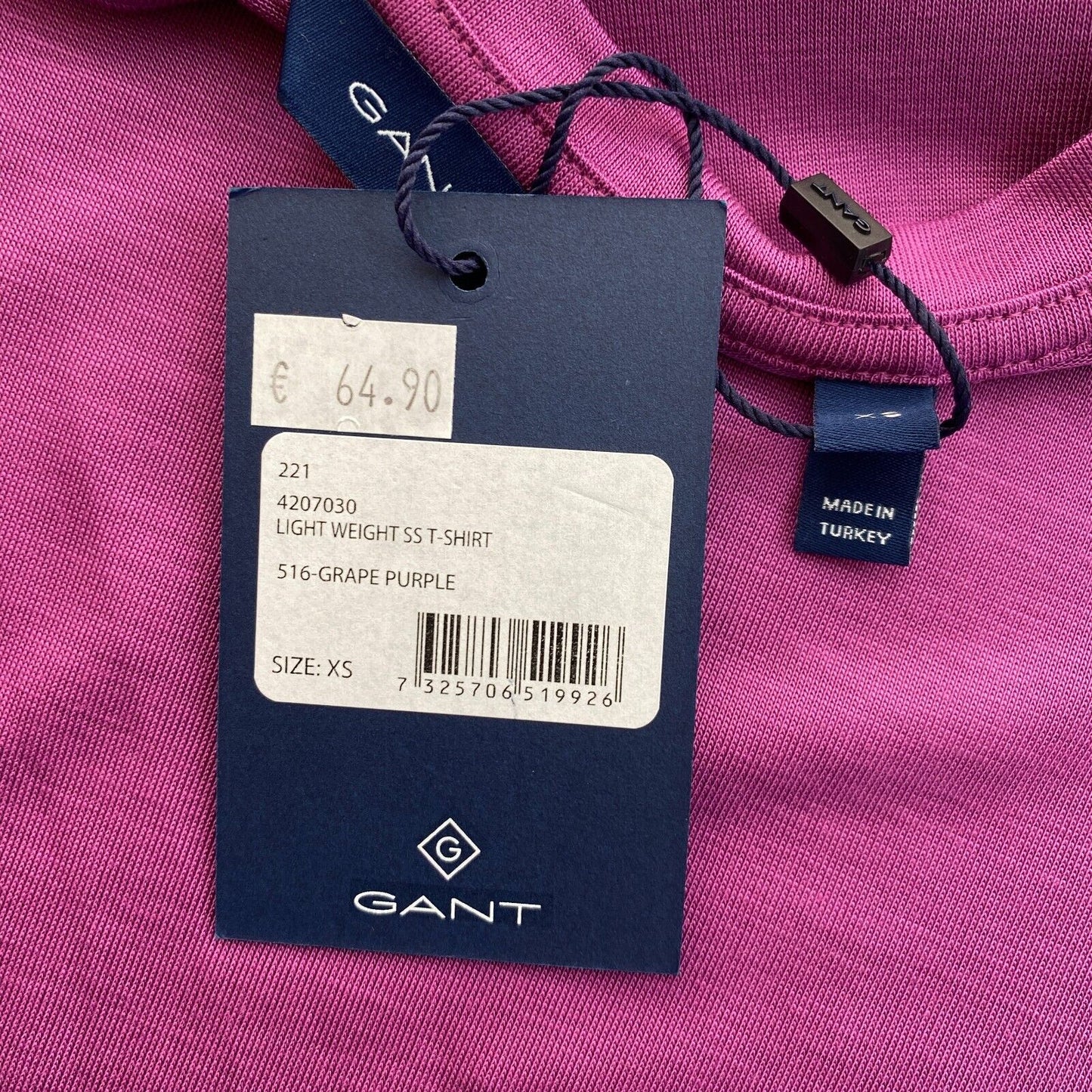 GANT Purple Light Weight Crew Neck T-Shirt Size XS