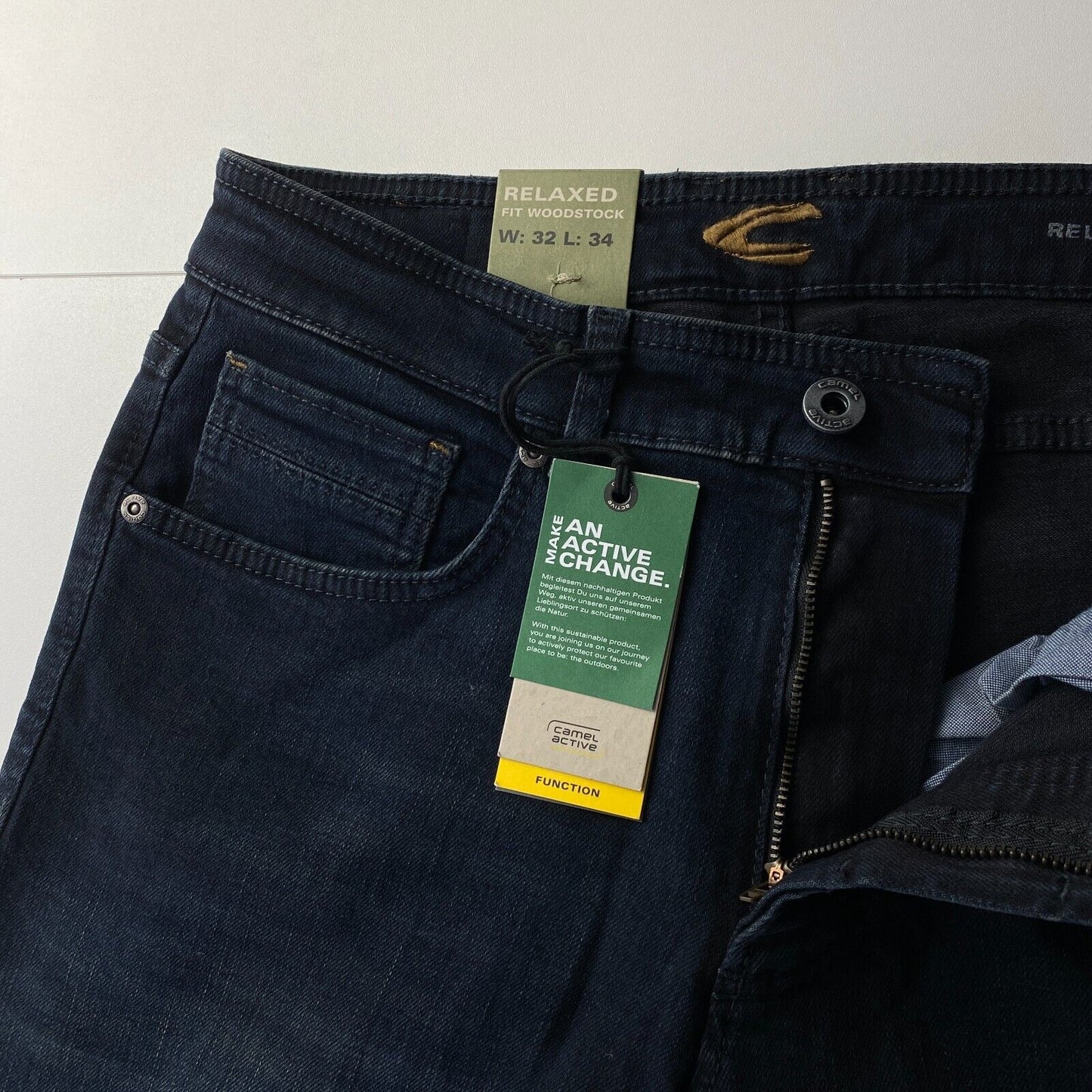 Camel Active WOODSTOCK Mens Dark Blue Relaxed Straight Fit Jeans Size W32 L34