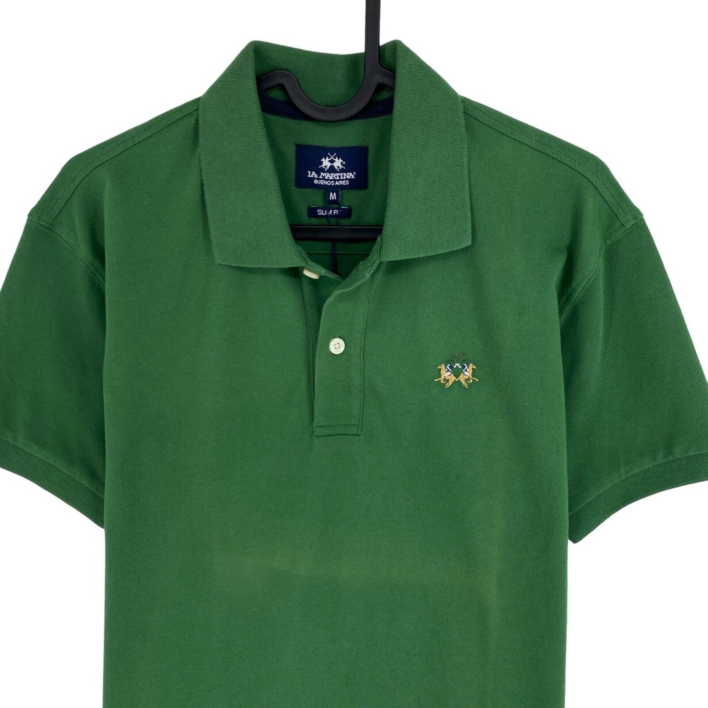 LA MARTINA Green Piquet Stretch Short Sleeves Slim Fit Polo Shirt Size M