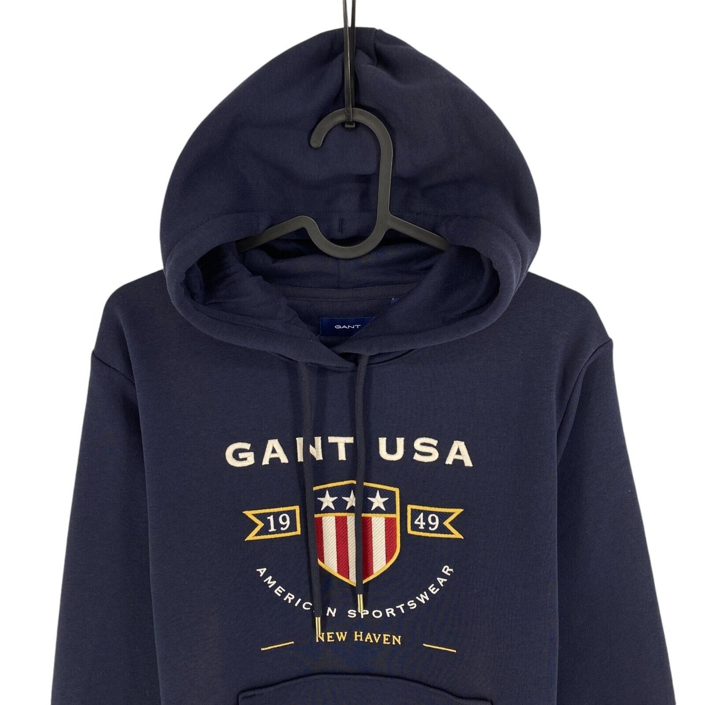 GANT Women Navy Blue Banner Shield Hoodie Sweater Jumper Size M