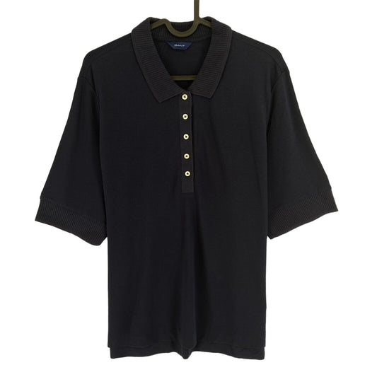 GANT Women Navy Blue Pique Short Sleeves Polo Shirt Size XL