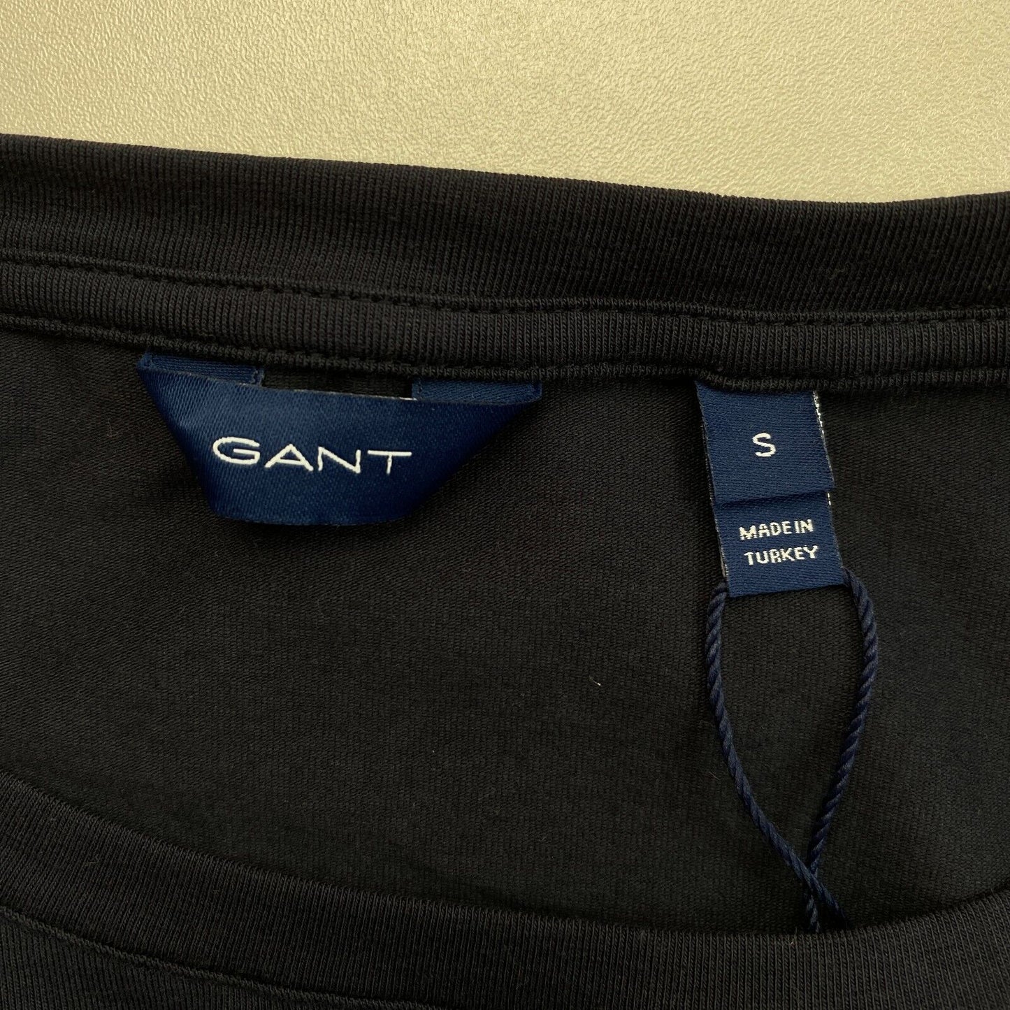 GANT Navy Blue CTN/ELA Crew Neck Top Size S