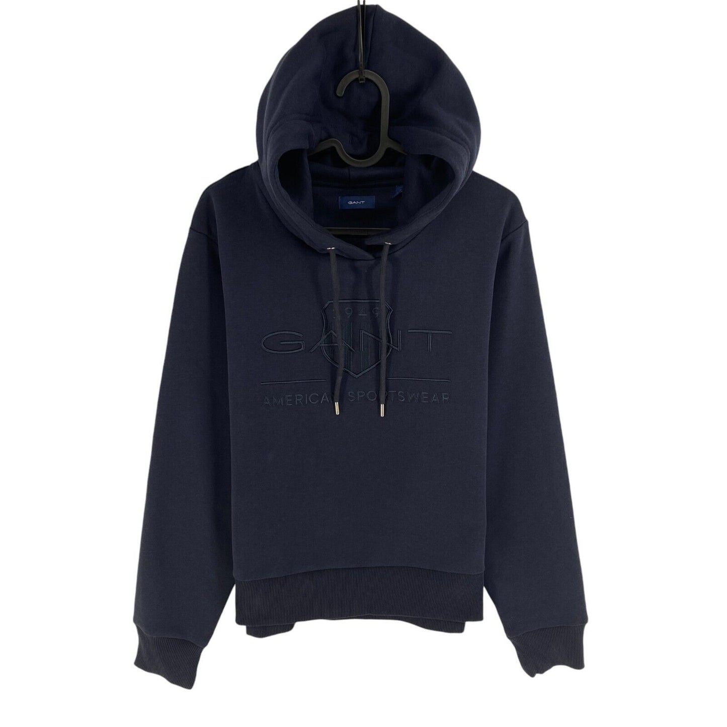 GANT Women Navy Blue Tonal Archive Shield Hoodie Sweater Pullover Size XS