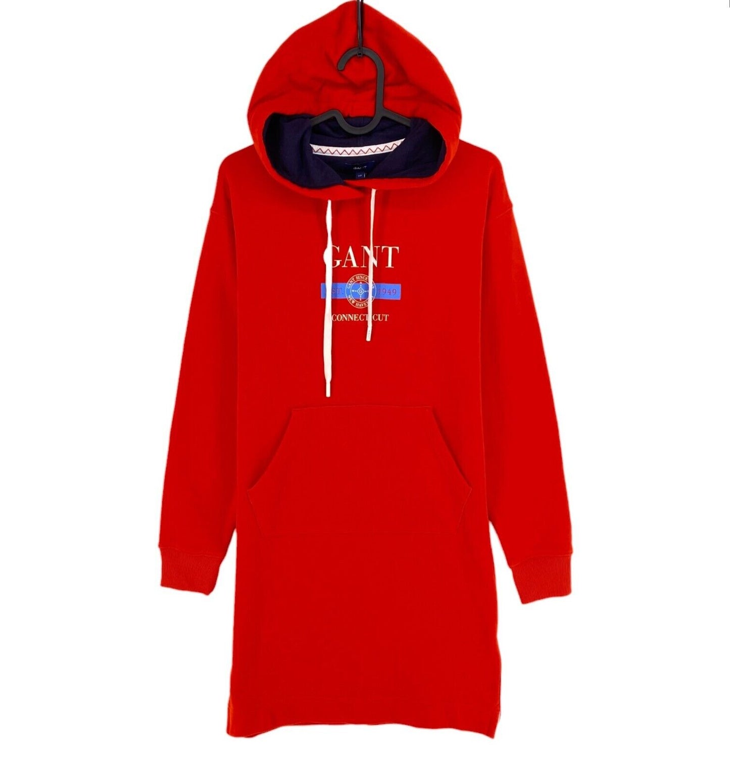 GANT – Sweat-Kapuzenkleid mit nautischem Logo, Rot, Größe XS