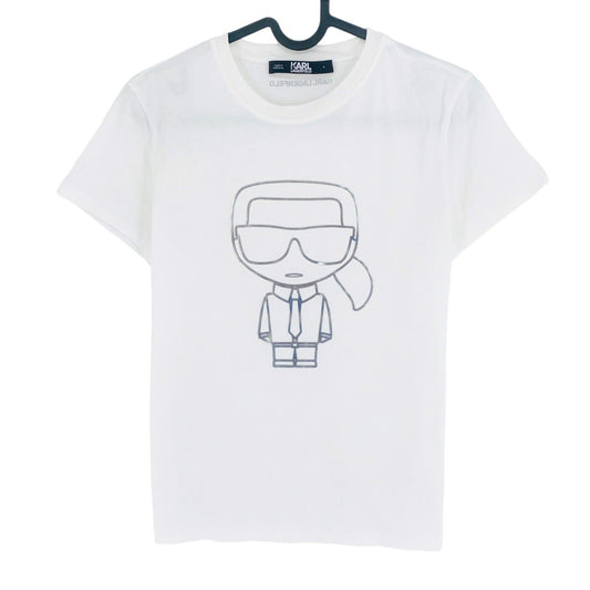 Karl Lagerfeld White Ikonik Karl Outline Crew Neck T Shirt Size XS