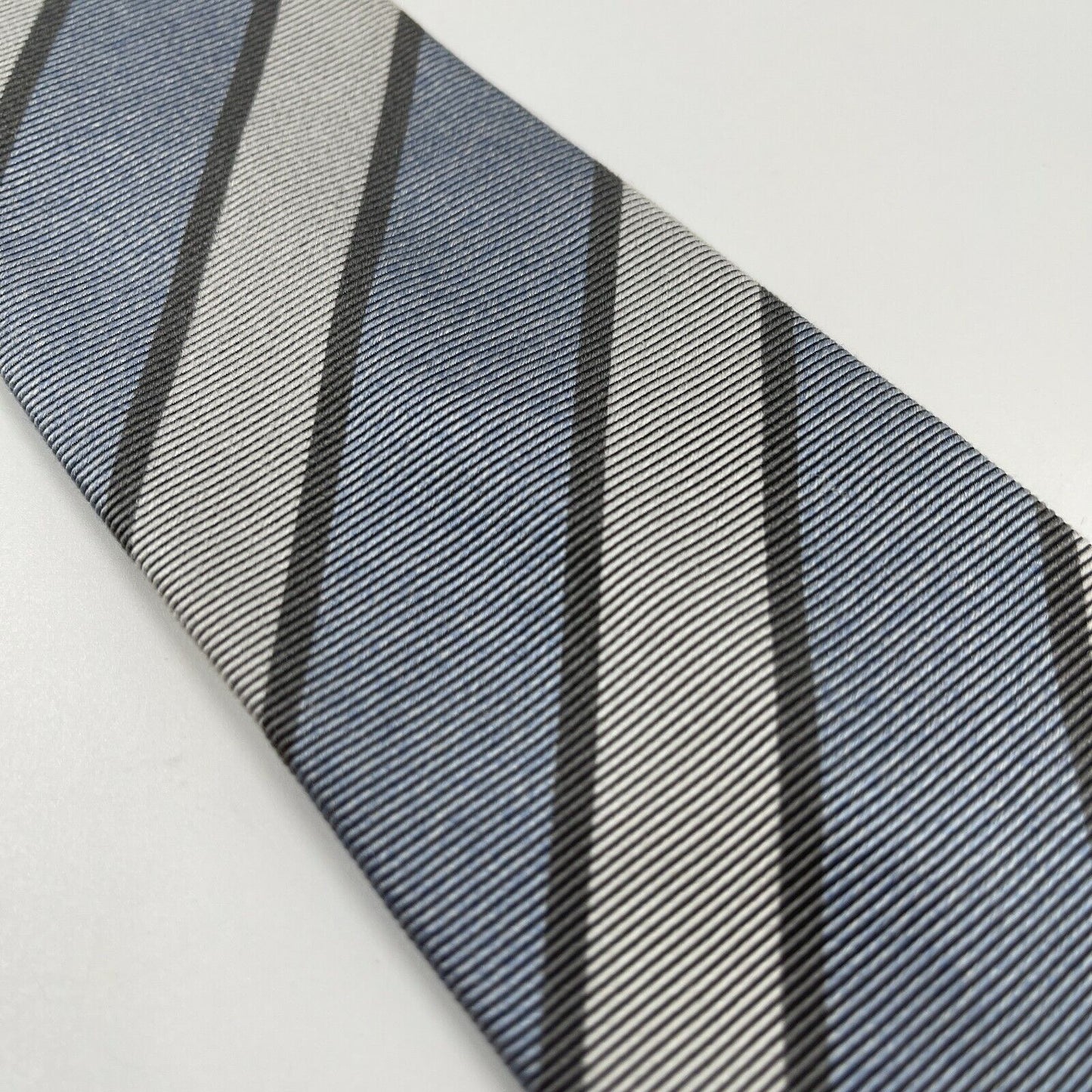 GANT Blue Grey Striped 100% Silk Tie Hand Sewn In Italy