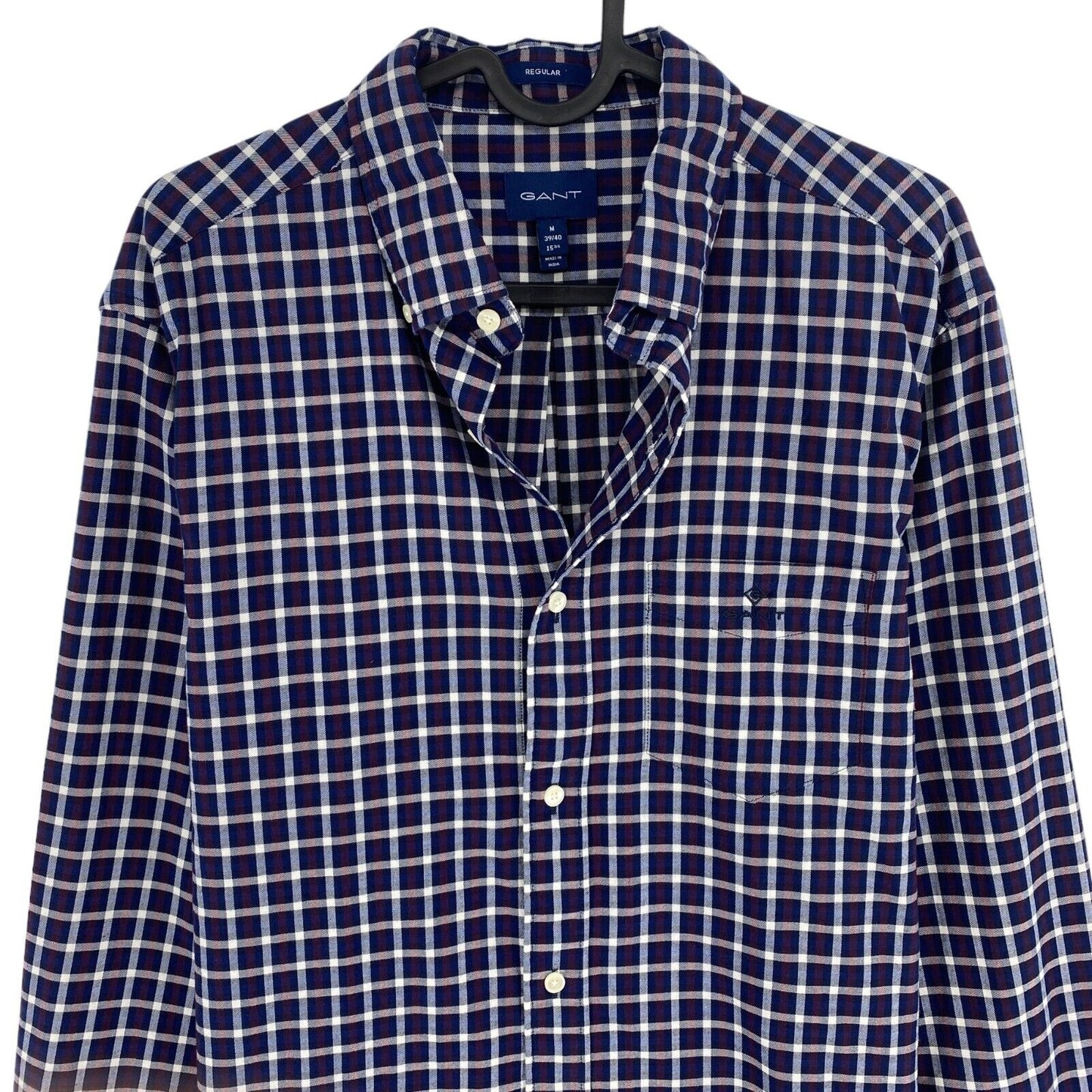 GANT Dark Blue Check Regular Fit Shirt Size M 39/40 15.75