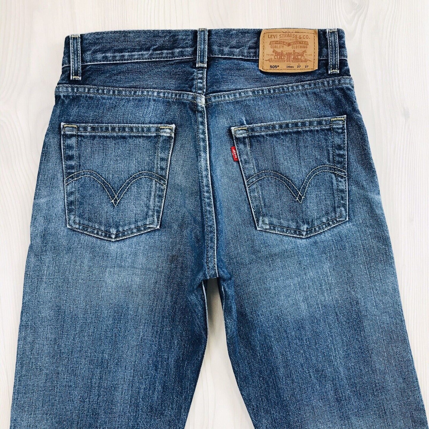 Vintage Levi's 505 Boys Blue Regular Straight Fit Jeans 14 Reg / W27 L27