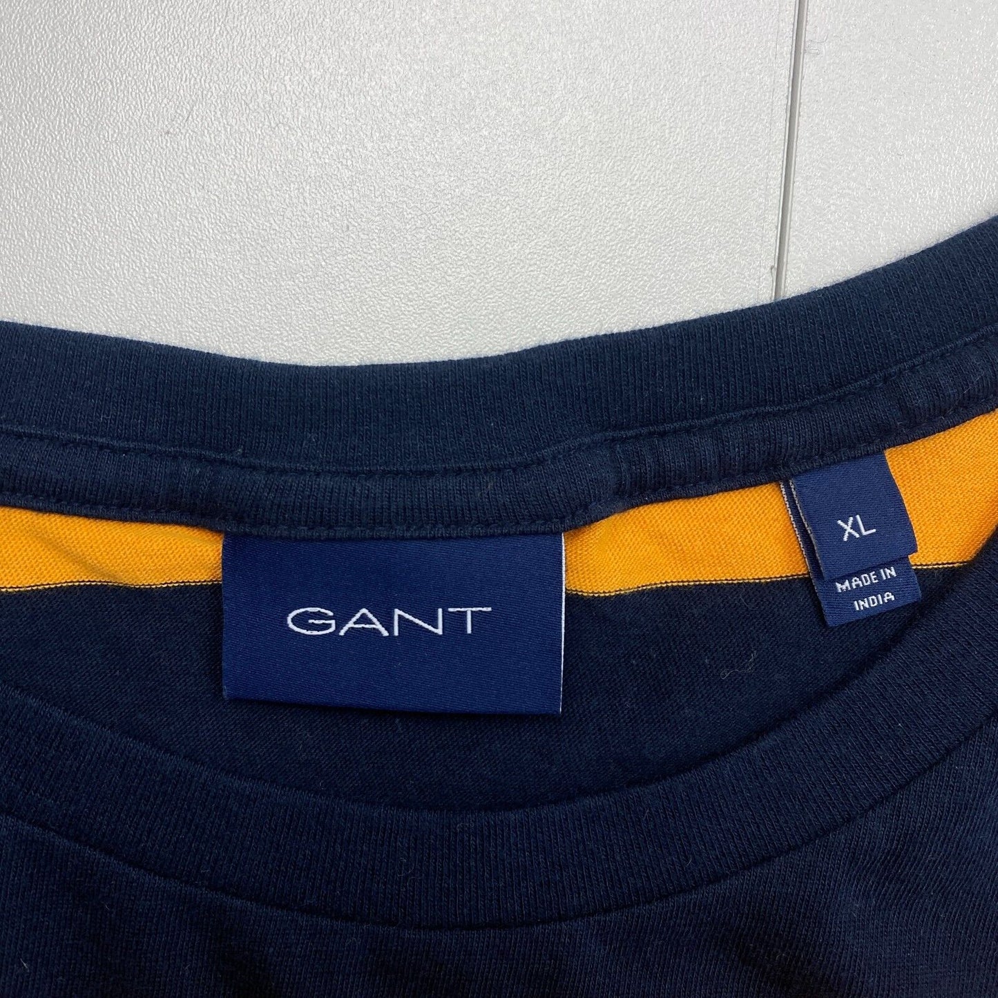 GANT Men Navy Blue Bar Stripe Crew Neck Short Sleeves T Shirt Size XL