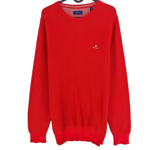 GANT Red Cotton Pique Crew Neck Sweater Pullover Size XL