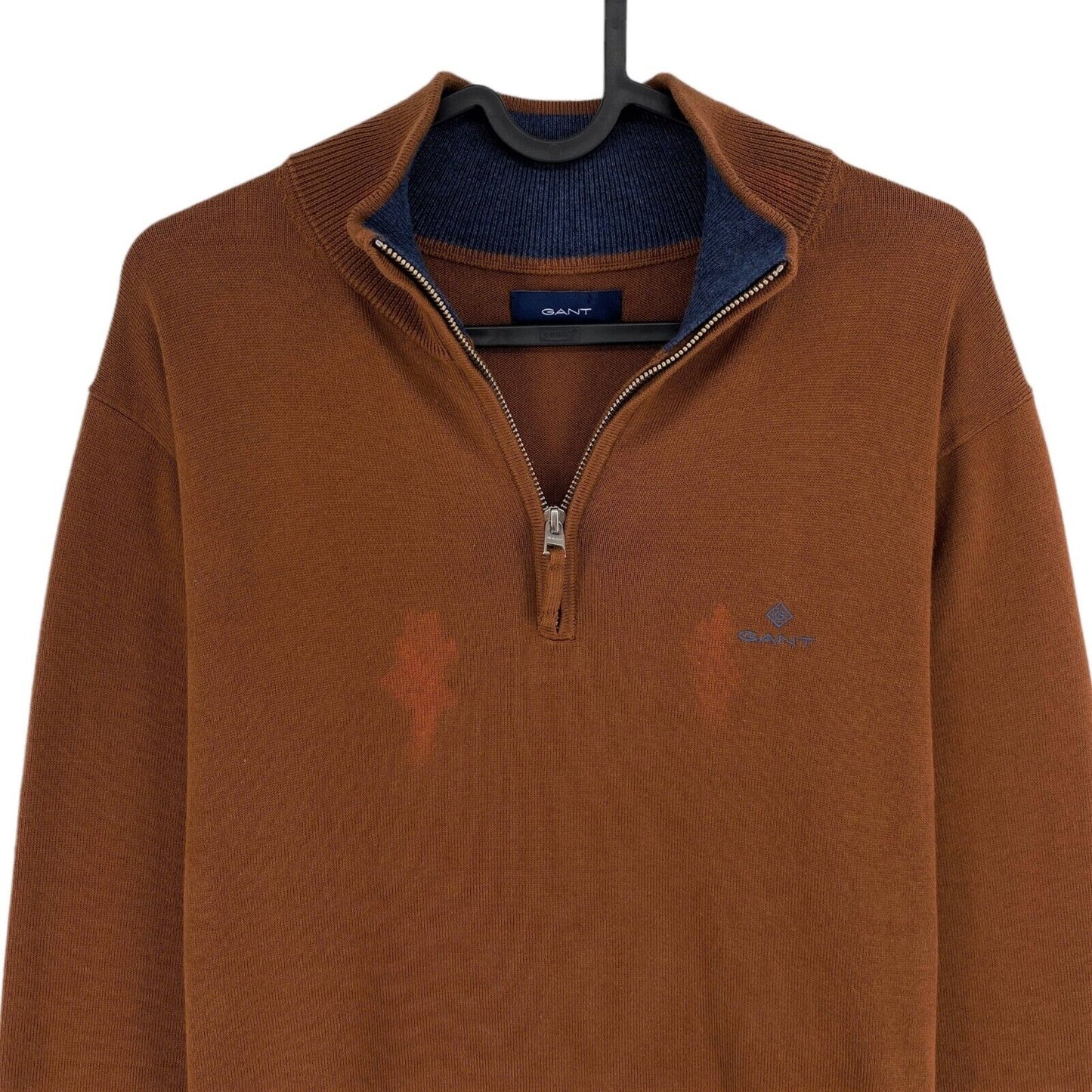 GANT Brown Classic Cotton Half Zip Sweater Jumper Size M