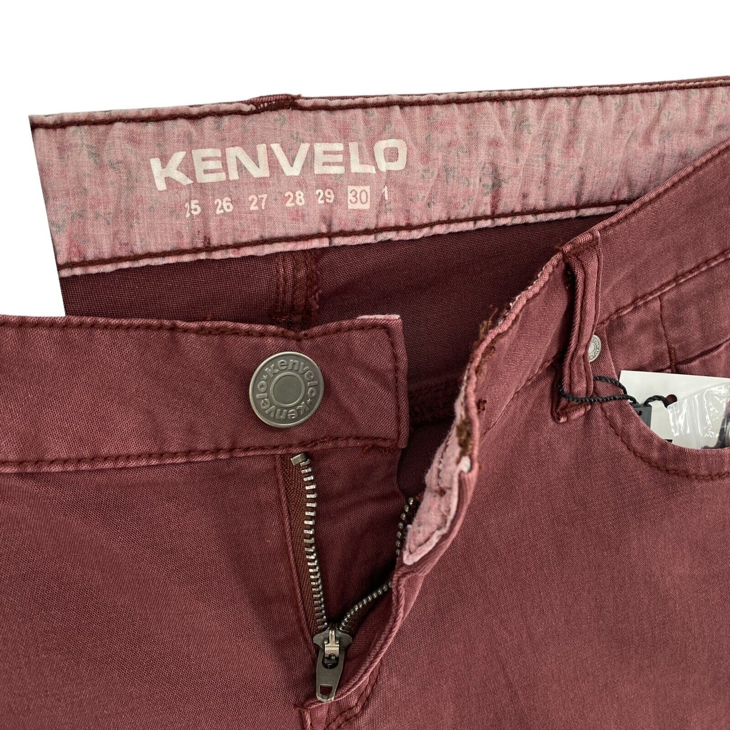 KENVELO Dark Red Cotton Blend Bermuda Shorts Size 30 W31