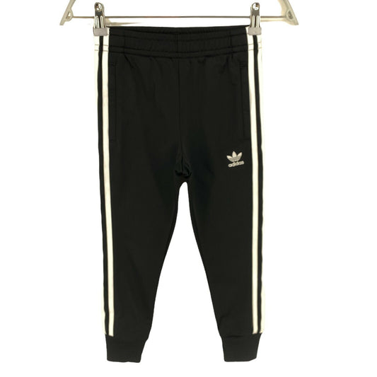 Adidas Boys Black 3 Stripes Sweat Pants Trousers Size 5 - 6 Years