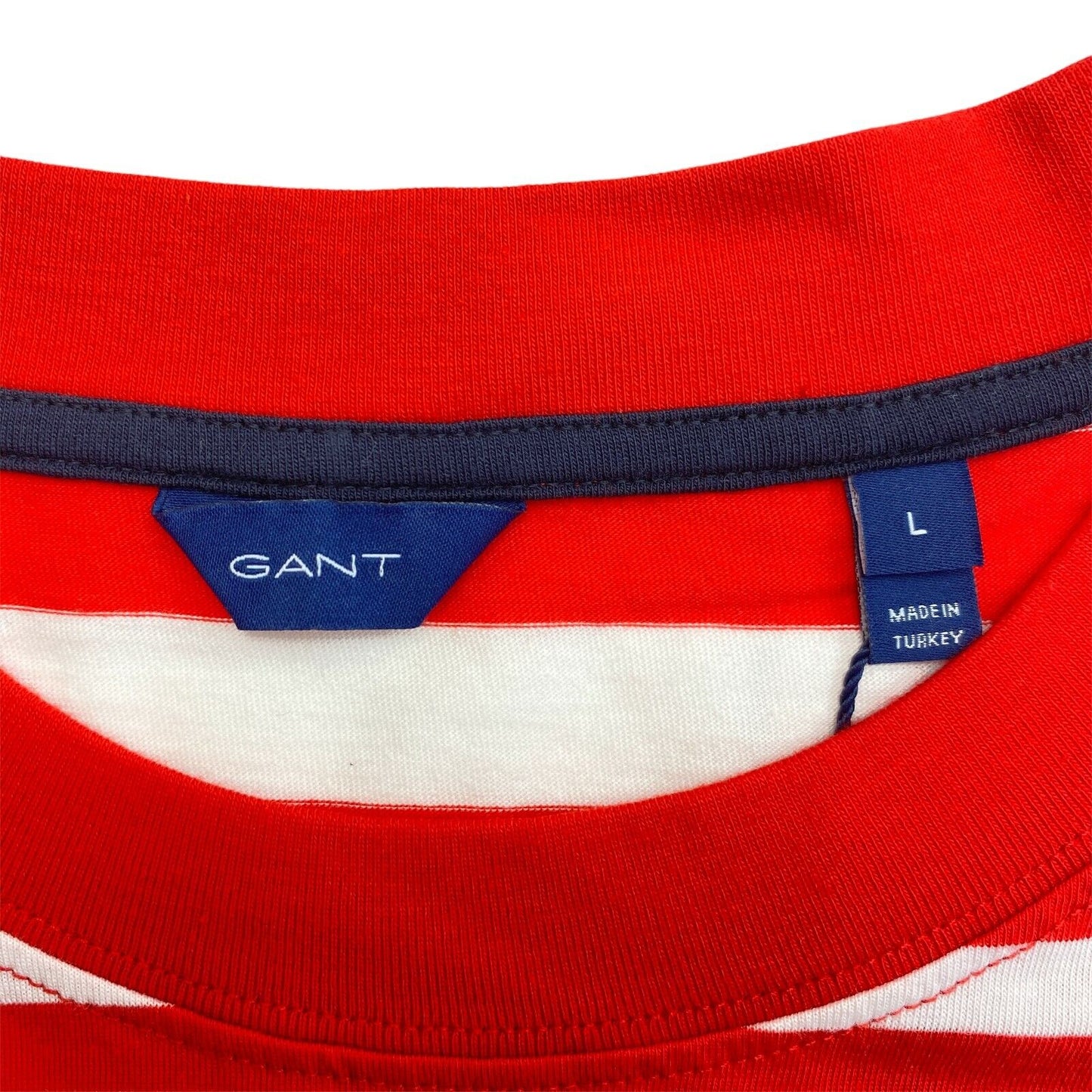 GANT T-Shirt mit Rundhalsausschnitt, rot, gestreift, Größe L