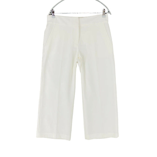 NAUTICA Women Cream White Stretch Loose Straight Fit Cropped Trousers US 6 W31