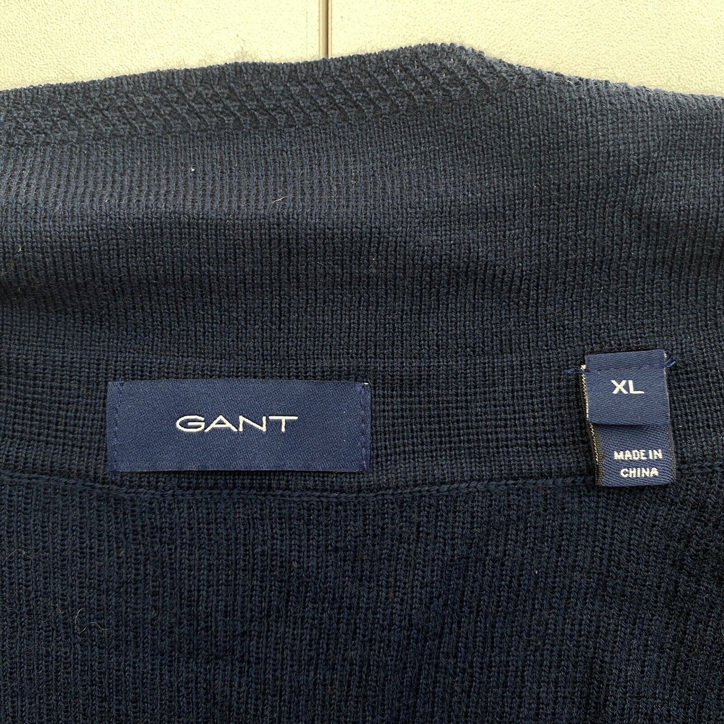 GANT Women Navy Blue Fine Merino Wool Rib Short Sleeves Polo Shirt Size XL