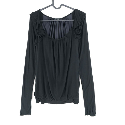 PATRIZIA PEPE Black Round Neck Long Sleeves T Shirt Top Size 2 - L