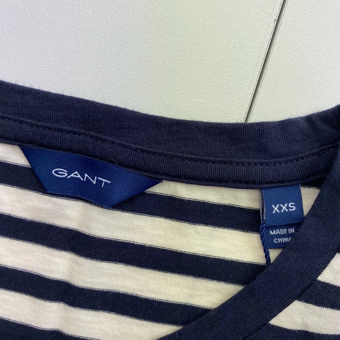 GANT Navy Blue Stripe Graphic Crew Neck T Shirt Size 2XS XXS