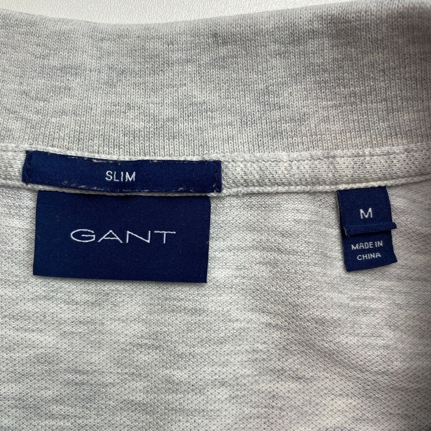 GANT Light Grey Original Slim Pique Rugger Polo Shirt Size M