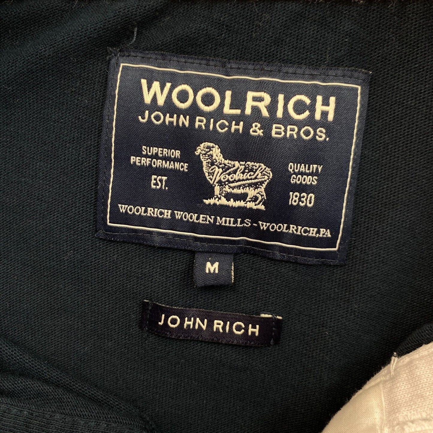 WOOLRICH Navy Blue Long Sleeves Rugby Polo Sweater Jumper M