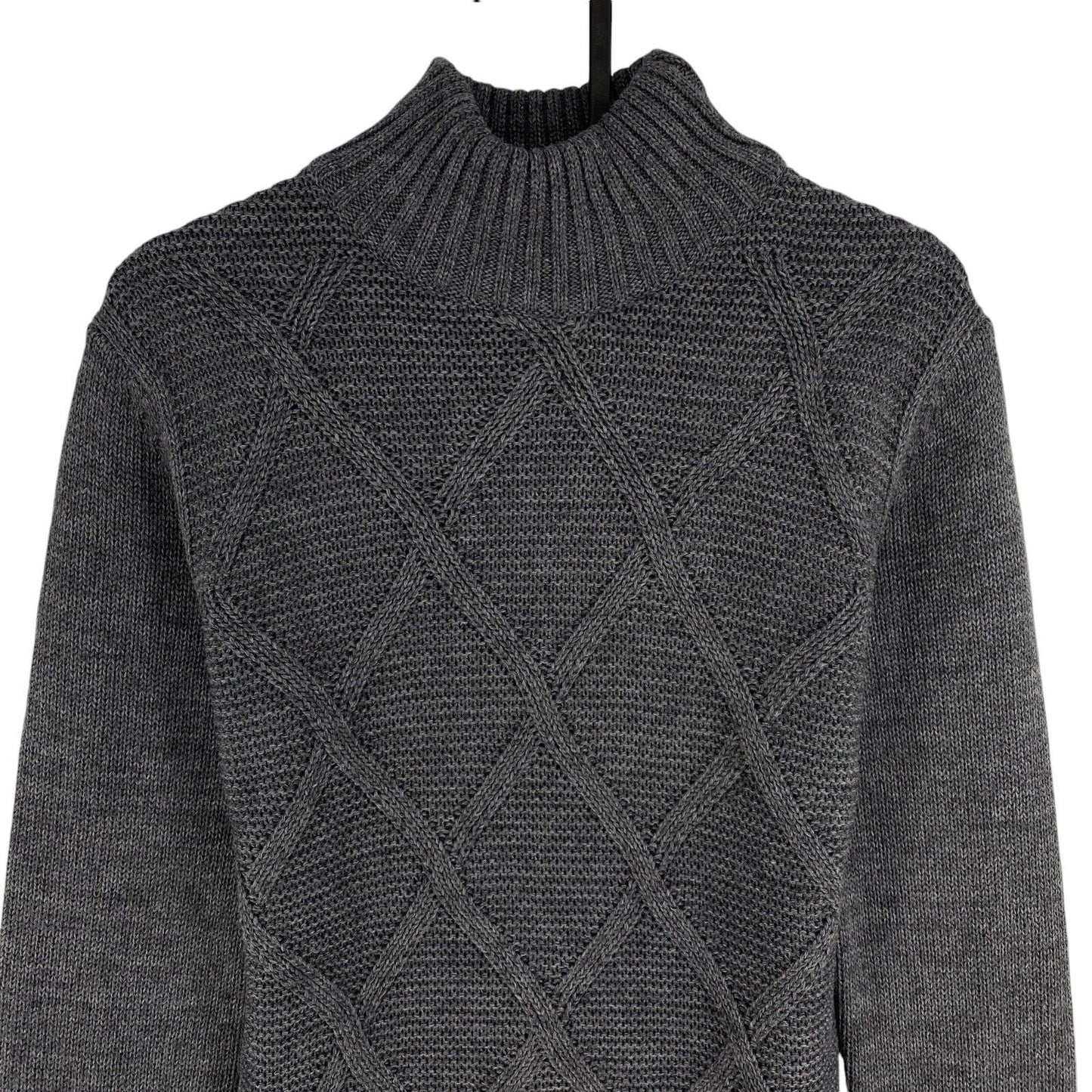 Izac Men Grey Wool Blend High Neck Sweater Sweatshirt Jumper Size XS