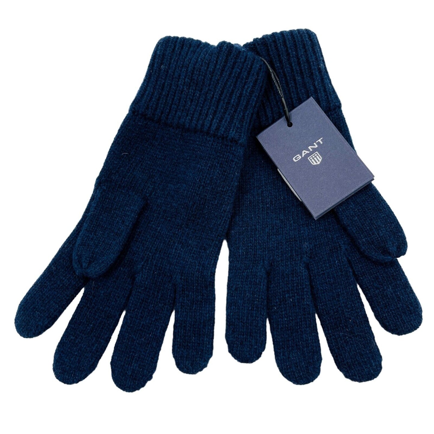 GANT Ladies Navy Blue Wool Blend Warm Knit Gloves One Size