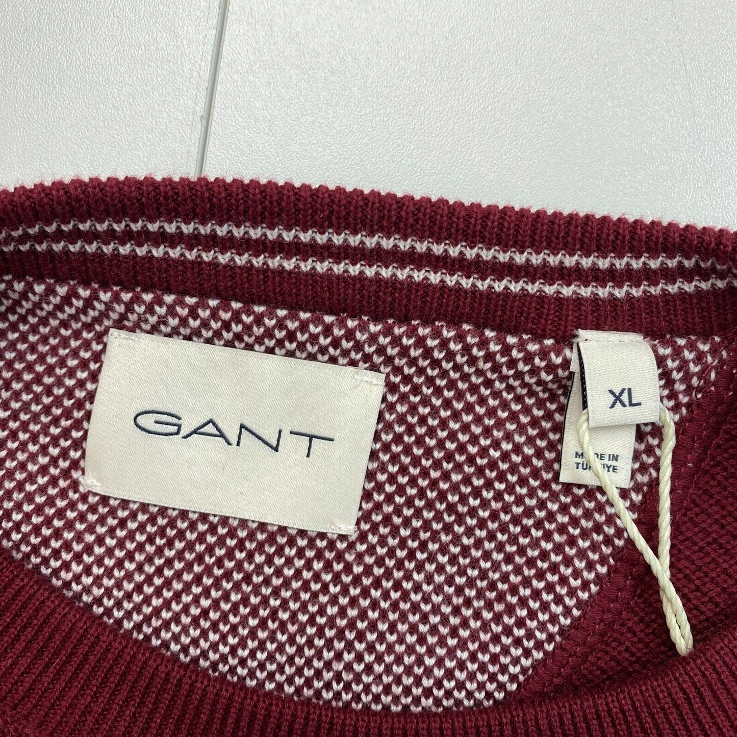 GANT Plumped Red Cotton Pique Crew Neck Sweater Pullover Size XL