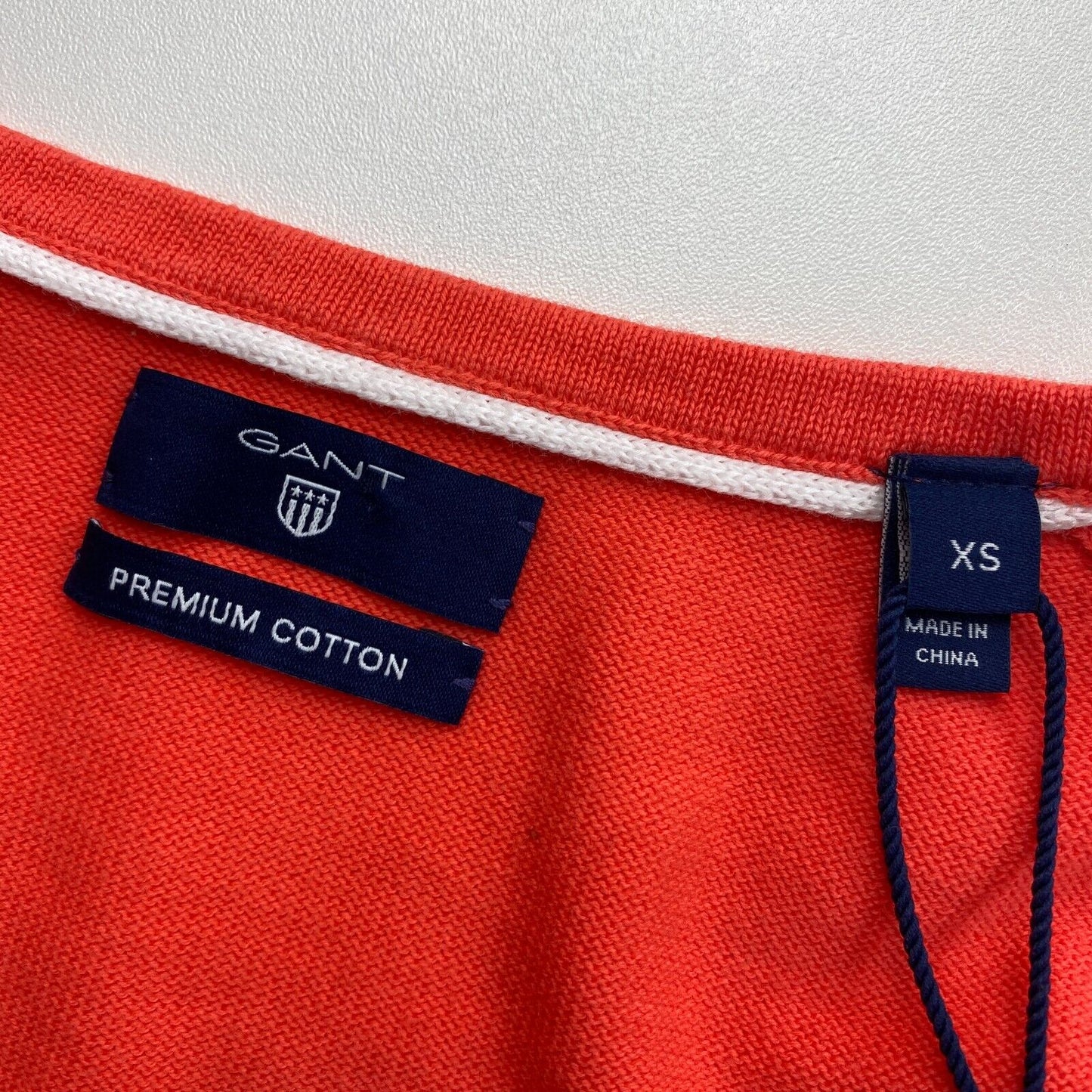 UVP €111 GANT Orange-Pink Leichter Baumwollpullover mit V-Ausschnitt Größe XS