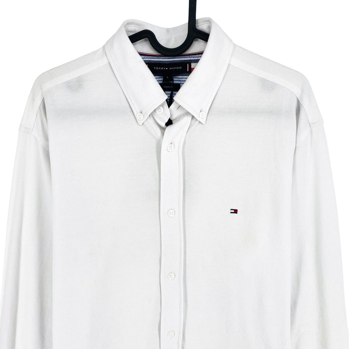 TOMMY HILFIGER White Solid Casual Fit Shirt Size S