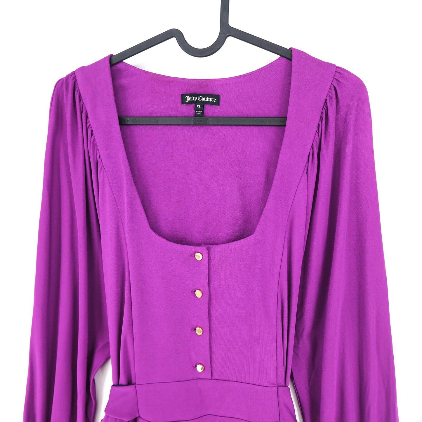 RRP €224 JUICY COUTURE Purple Square Neck Pleated Dress Size S M