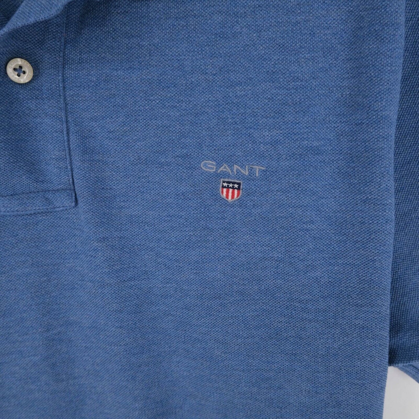 GANT T-Shirt mit Polokragen und schmalem Logo, Blau, Größe L