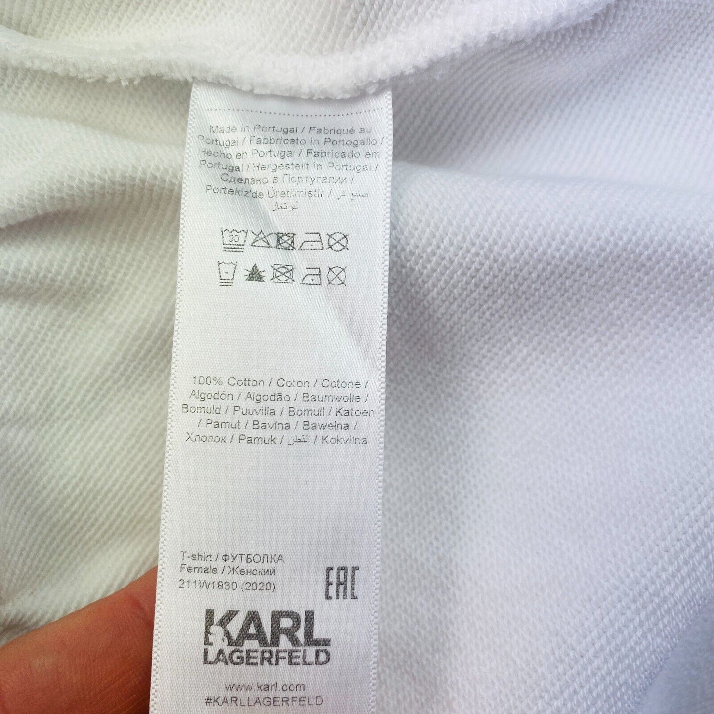 Karl Lagerfeld White Ruffle Crew Neck T Shirt Size M