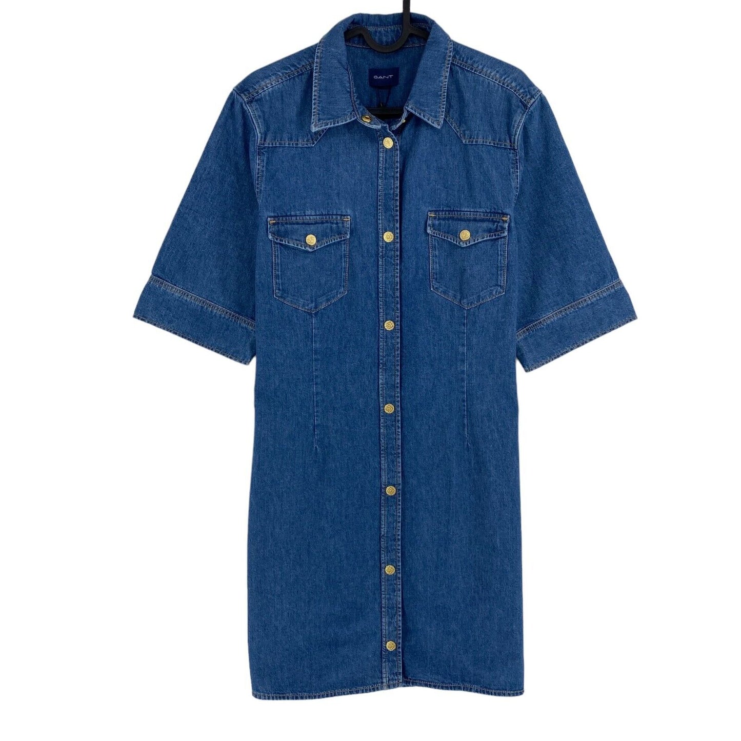 GANT Women Dark Blue Denim Short Sleeves Shirt Dress Size EU 36 UK 8 US 6