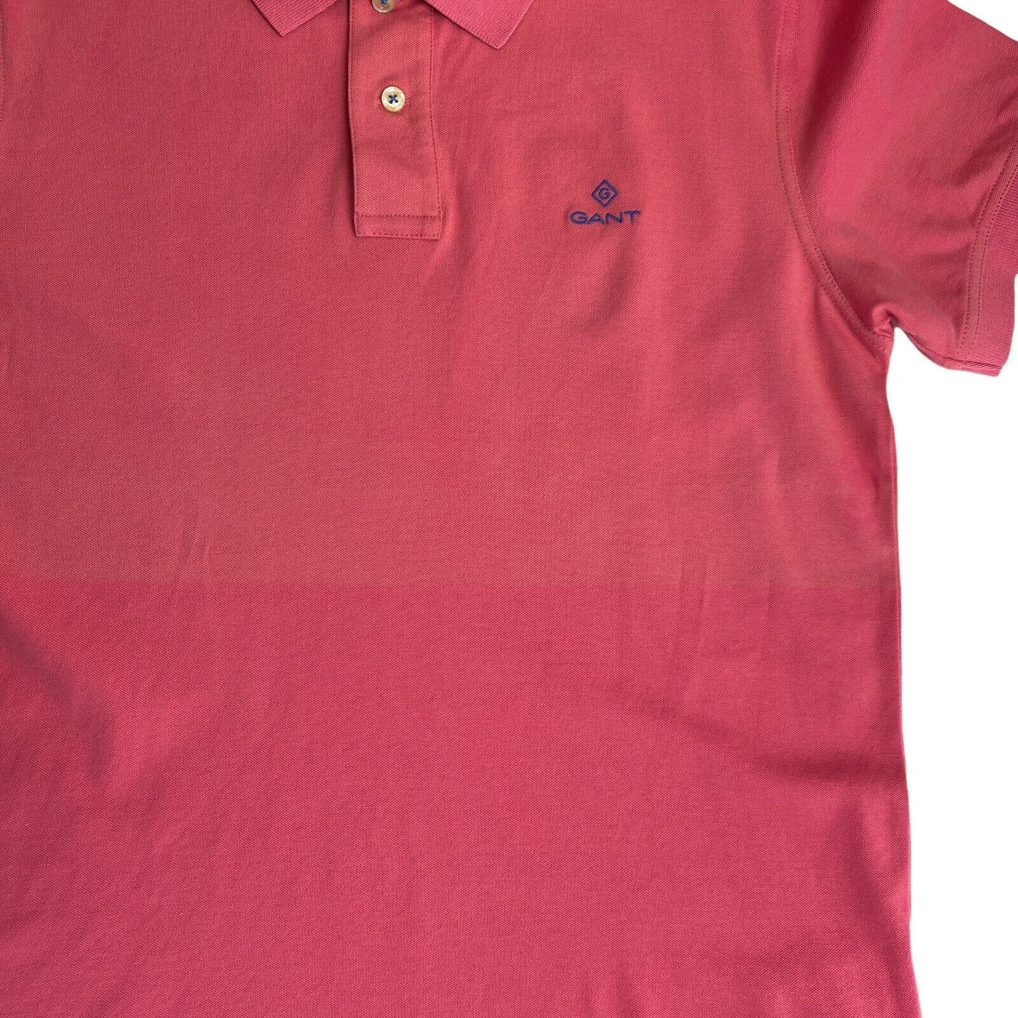 GANT Pink Contrast Collar Pique Rugger Polo Shirt Size M