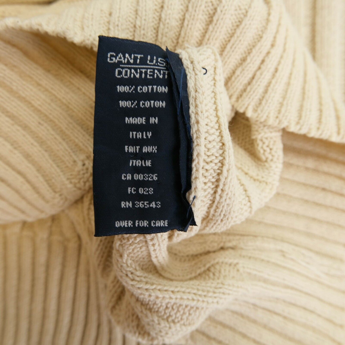 GANT Beige Plated Cotton Crew Neck Sweater Jumper Size M