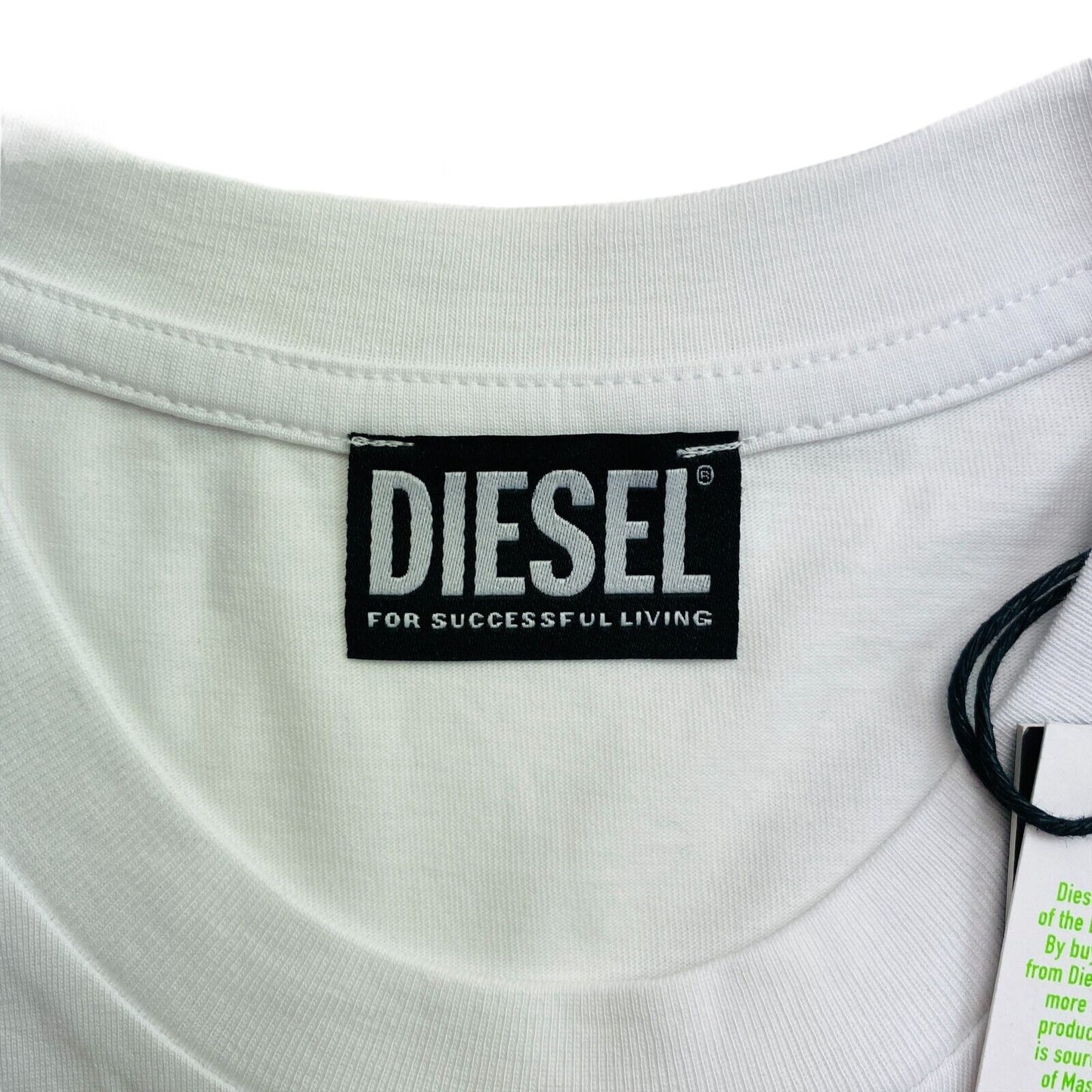 Diesel White Crew Neck Sily Ecologo T Shirt Size 2XS XS S