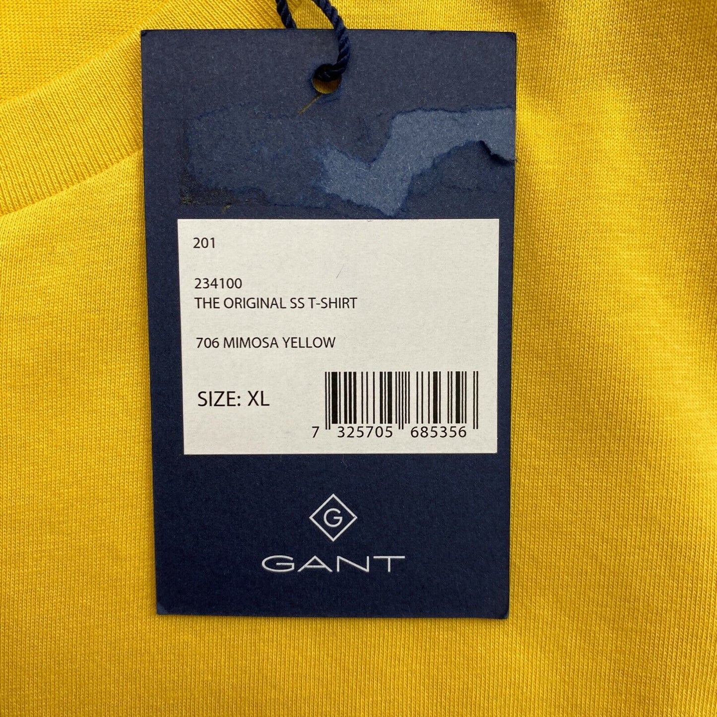 GANT Yellow Original Crew Neck Regular T Shirt Size XL