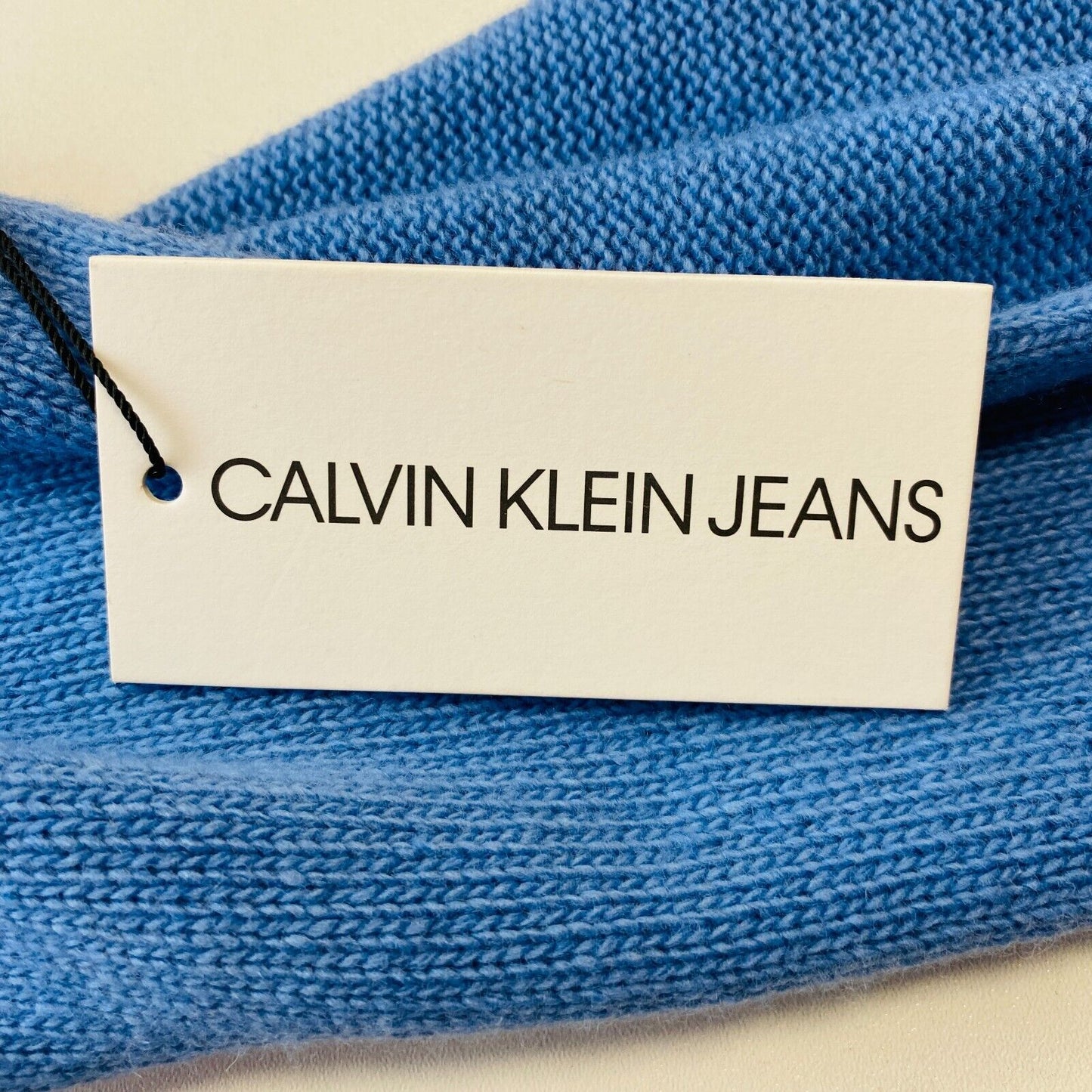 CALVIN KLEIN JEANS Men Blue Wool Cashmere Blend Knit Scarf Shawl