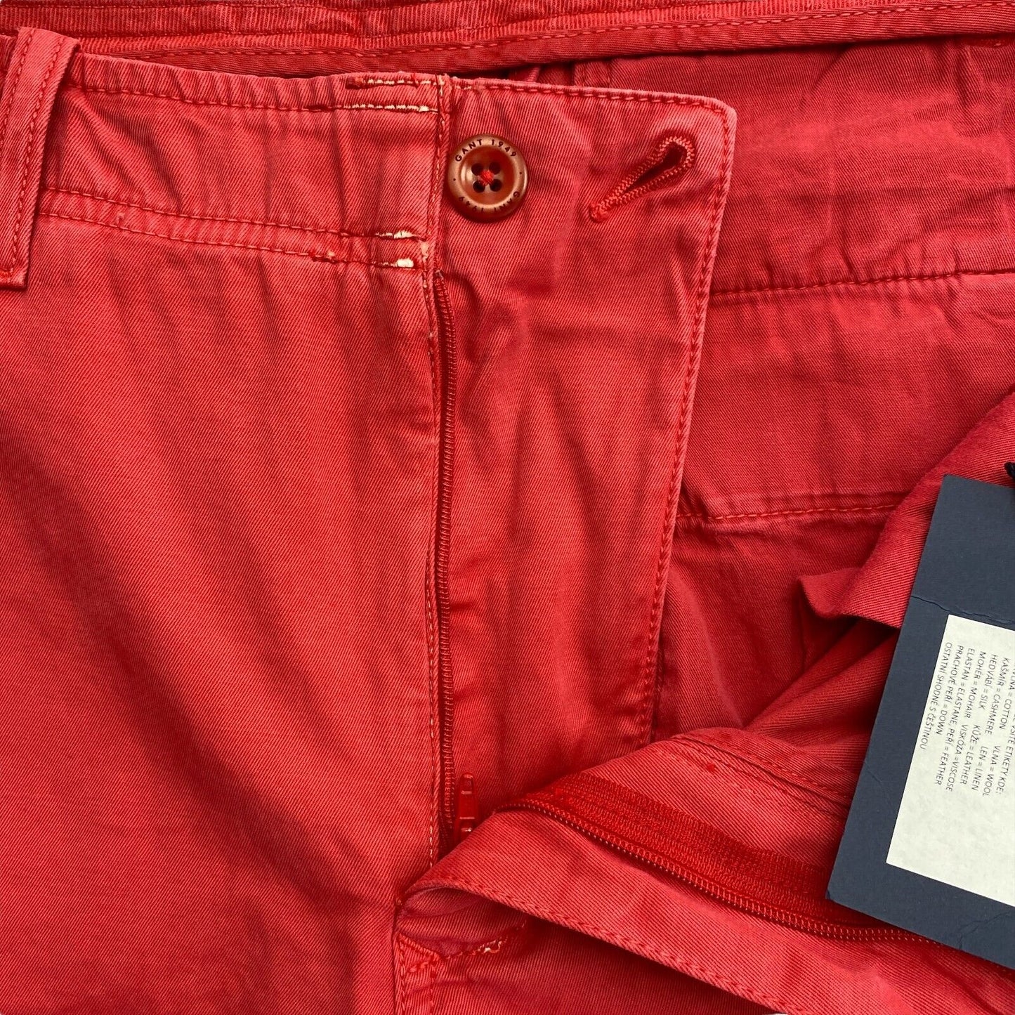 GANT Red Slim Broken In Chino Shorts W35