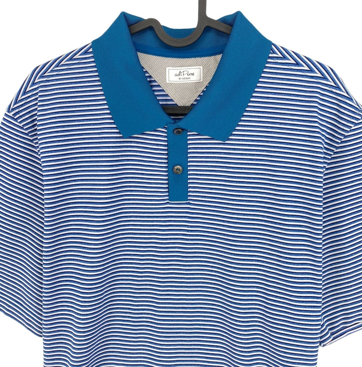 Adidas Adipure Golf Hellblau Gestreiftes Poloshirt Größe M