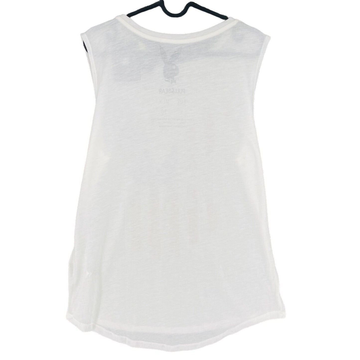 PULL & BEAR White Sleeveless Round Neck Jersey T-Shirt Top Size L