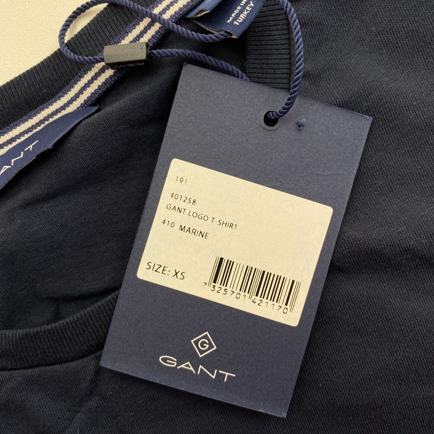 GANT Navy Blue Logo Crew Neck T Shirt Size XS