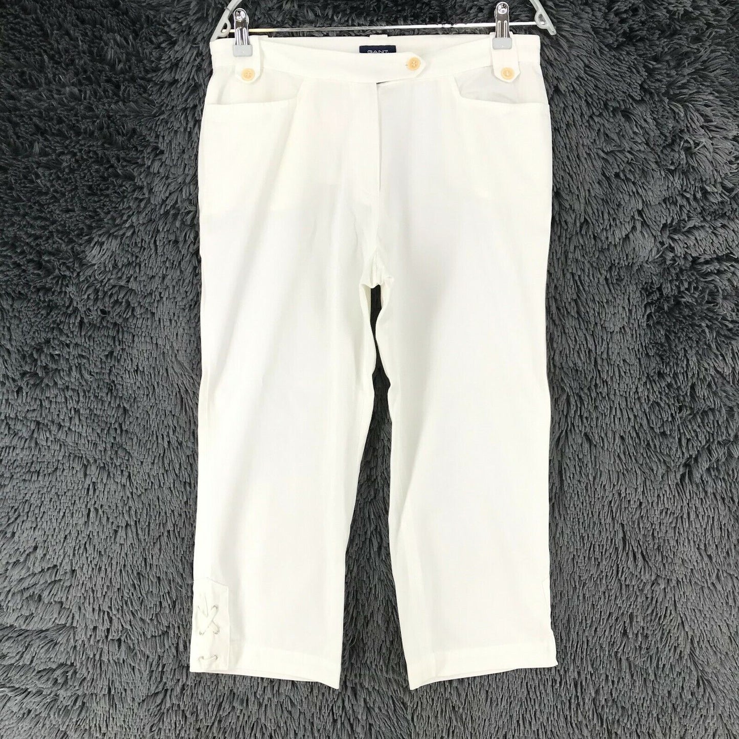 GANT Femmes Blanc Regular Straight Fit Capri Pantalon Taille EU 40 US 10 W31