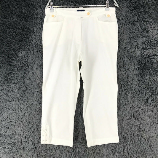 GANT Women White Regular Straight Fit Capri Trousers Size EU 40 US 10 W31