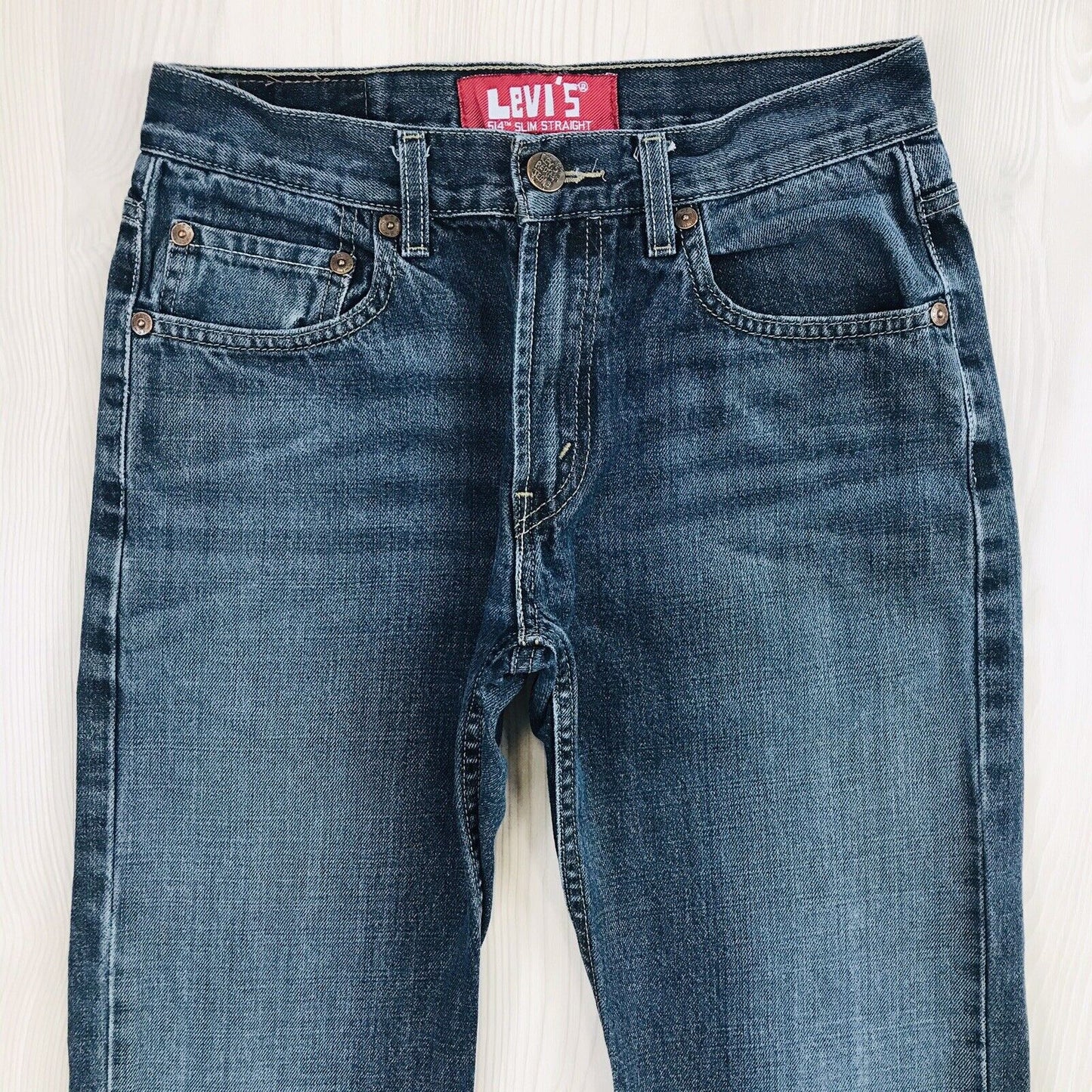 Vintage Levi's 514 Boys Blue Slim Straight Fit Jeans 16 Reg / W28 L28