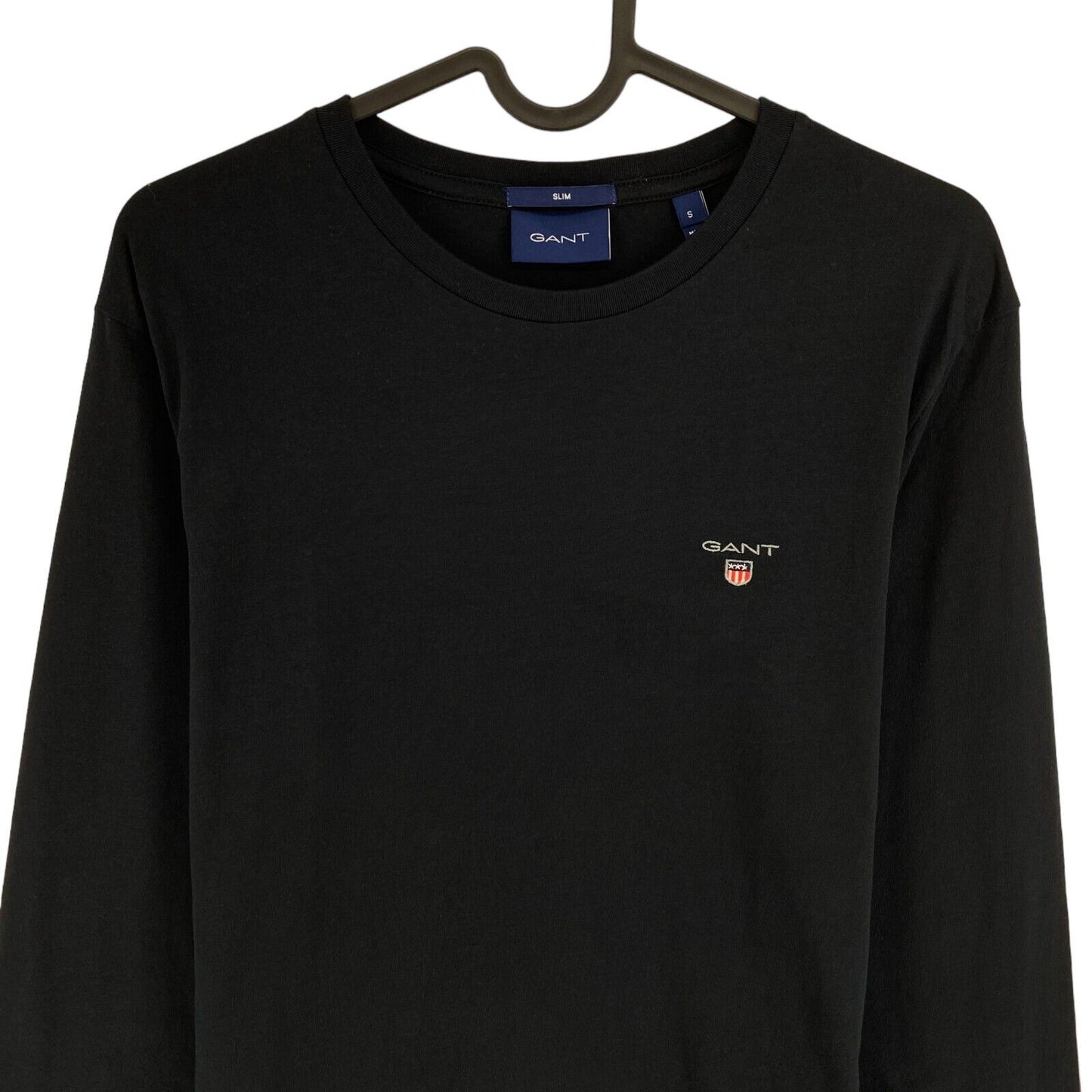 GANT Black Original Long Sleeves Crew Neck Slim Fit T Shirt Size S