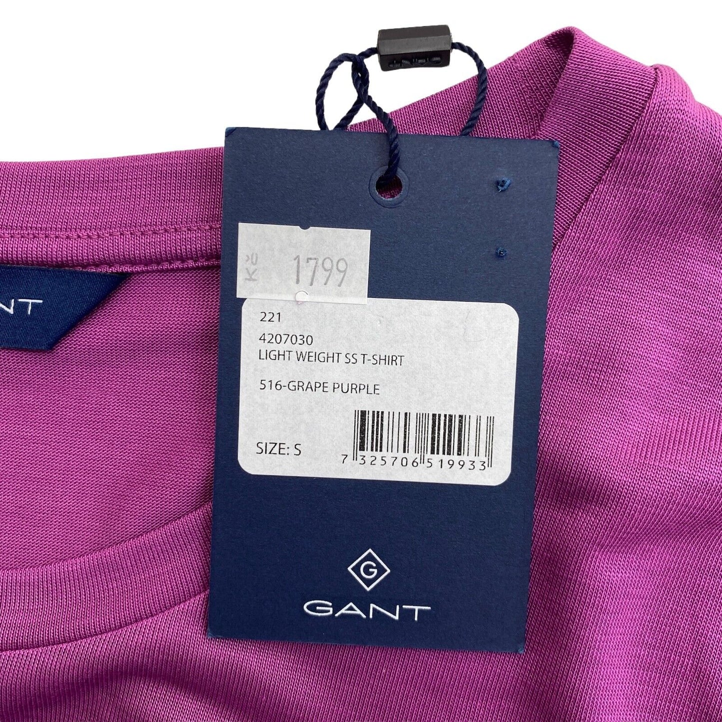 GANT Purple Light Weight Crew Neck T Shirt Size S